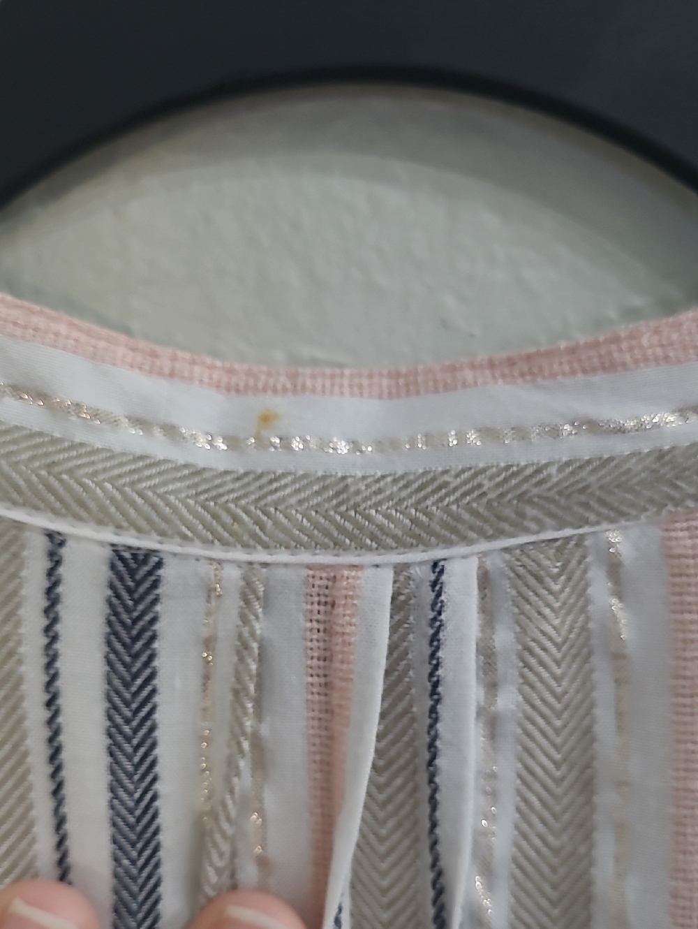 Club Z Collection Striped Button-Front Tunic Top in Blush, Navy & Cream Size 2x - Picture 6 of 7